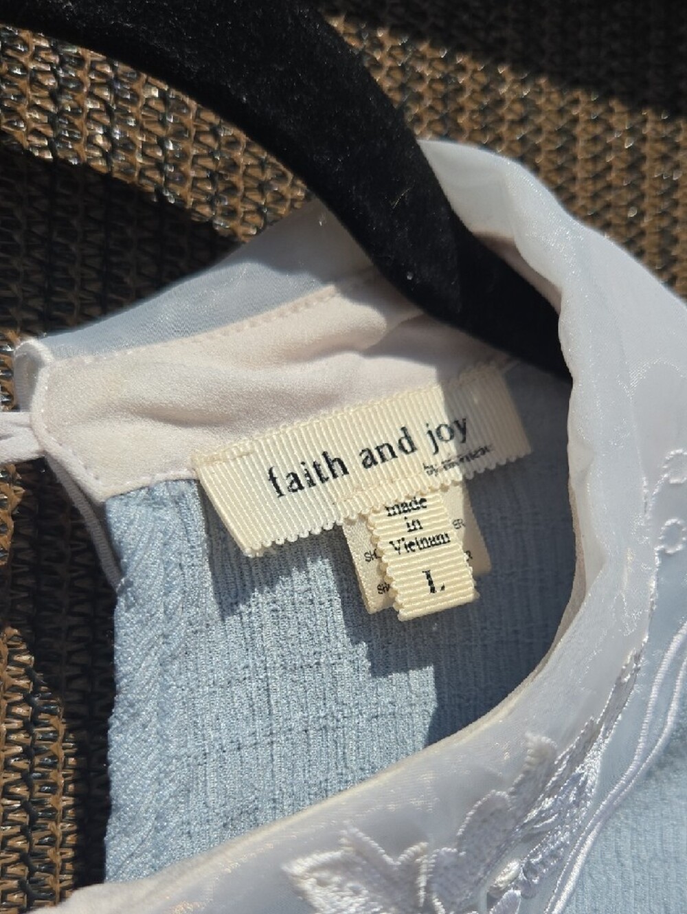 Light Blue Embroidered Peter Pan Collar Top - Picture 3 of 3